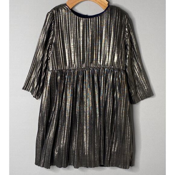 Lili Gaufrette Bronze Gold Metallic Party Dress Girls 4 Yrs